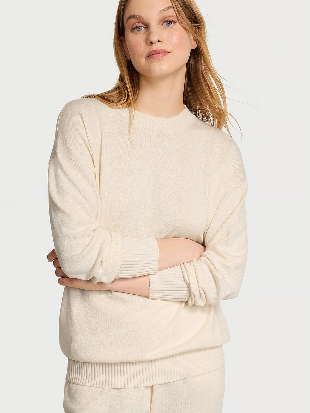 Victoria's Secret Luxe Knit Cream Crewneck Sweater - Womens NWT Cozy